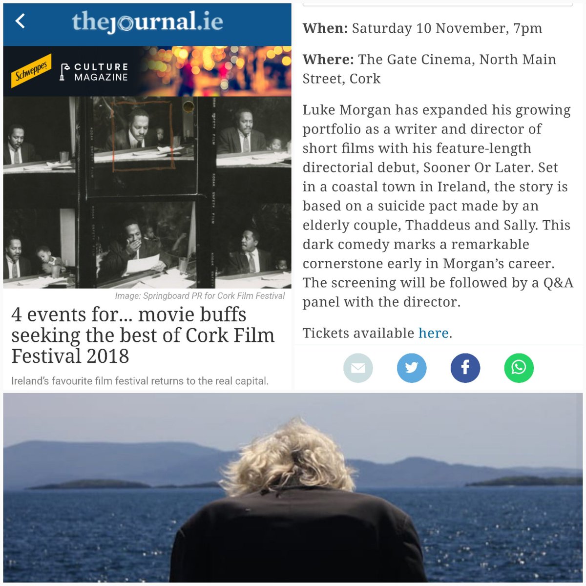 catcoy11's tweet image. Galway representing in Cork!  Ag an @CorkFilmFest inniú le scannán a stiúr mé fhéin &amp;amp; scannán ar a raibh mé mar chuid den foireann scríbhneoireachta le Project Spatula 😊🎬  Sooner or Later is highlighted as a top pick for the festival by the @thejournal_ie 👏 #Cork #Film #np