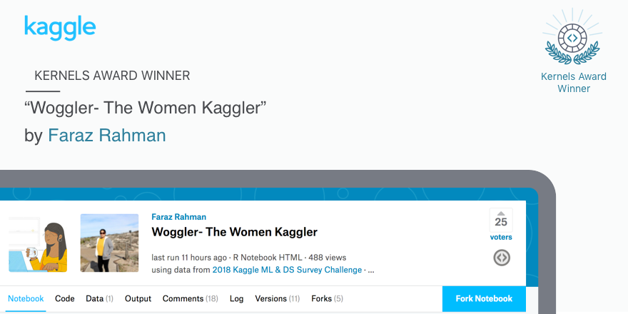 KaggleDatasets's tweet photo. This week's #KernelAwards winner uses the 2018 Kaggle Machine Learning & Data Science Survey dataset to tell a rich story about a subset of the data science and machine learning community: https://t.co/fdD11AFe1I https://t.co/ktjK82v3tt