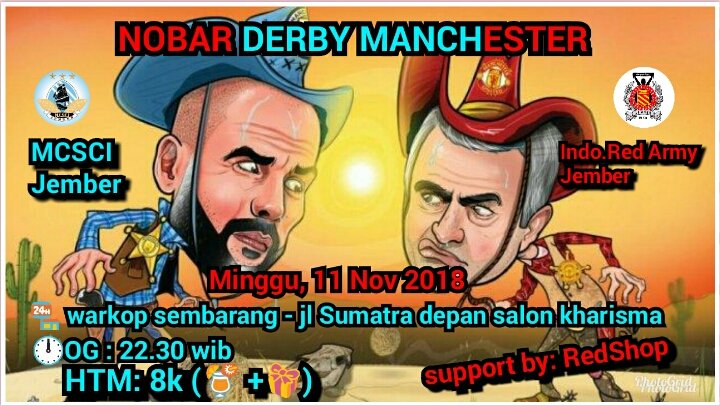 Im come back bro... Monggo pecinta kota Manchester... Datang dan saksikan di warkop sembarang, Minggu 11 Nov 2018.. og 22.30
<a href="/MCSCI_EastJava/">MCSCI East Of Java</a> 
<a href="/mcscisurabaya/">IKI SBY CVK!</a> 
@mcsci_banyuwangi
<a href="/MCSCI_LADIES/">MCSCI Ladies</a> 
<a href="/INA_Citizens/">@INA_Citizens</a>