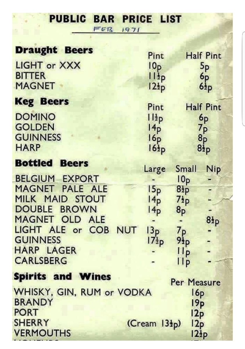 Fibutton's tweet photo. Those were the days... πΊπ»π₯π· #BeerMenus #alcohol #pub #bartariff #60s #70s #Nostalgia https://t.co/keT016bWZd