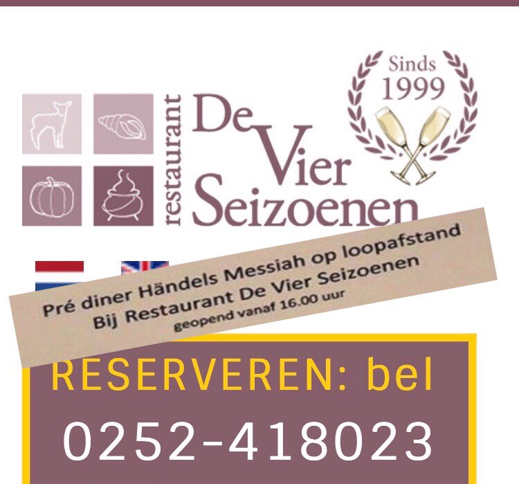 messiahlisse's tweet photo. Heerlijk pré dinner menu bij Restaurant De Vier Seizoenen op 11 december. Ze zijn al vanaf 16 uur geopend zodat je op tijd naar het concert kan gaan. Na afloop nog een glas wijn? dat kan ook! https://t.co/hT2K6VS8PK https://t.co/zWyV03Vn1m