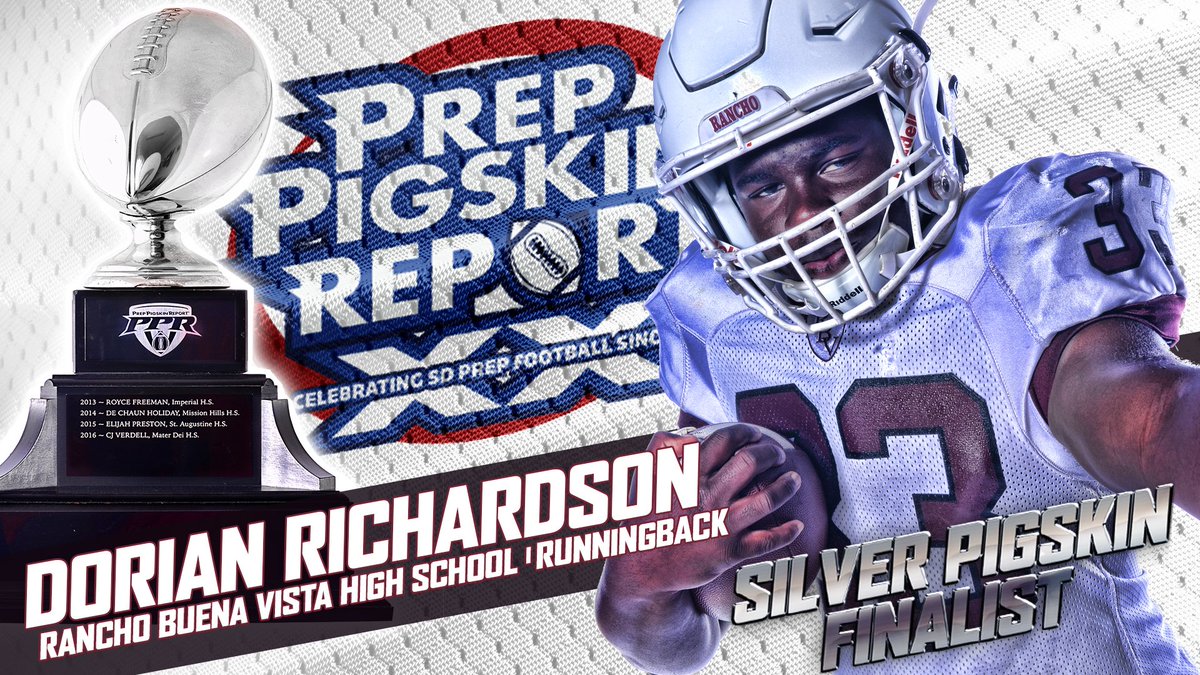 KUSI Prep Pigskin Report Silver Pigskin Fan Vote Candidate: Dorian Richardson
He had 2,623 yds and 33 TD and he needs you to #GoVote and rumble a RETWEET on his photo