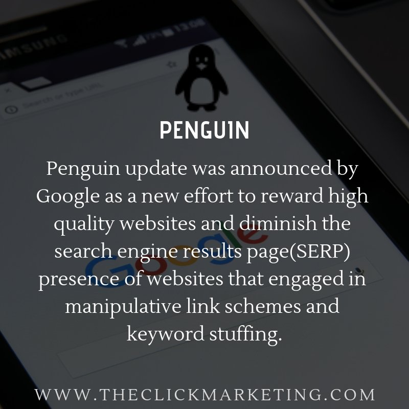 Adan_Media_'s tweet image. RT @TheClickMarket1: Google Algorithm - Penguin
#digitalmarketing #SEO #googlealgorithms #content #searchengine #google #digitalmarketingtips #tcm #theclickmarketing