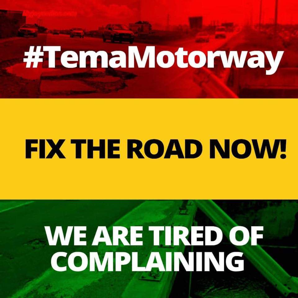 ntimination's tweet photo. So the Gov't's deafening silence on this issue suggests that the only language our leaders understand is protests characterized by destruction of State properties or God forbid, losing a Public figure through avoidable accidents, eh? Why can't Gov't be proactive?#FixTemaMotorway https://t.co/w0UEsmu6UN