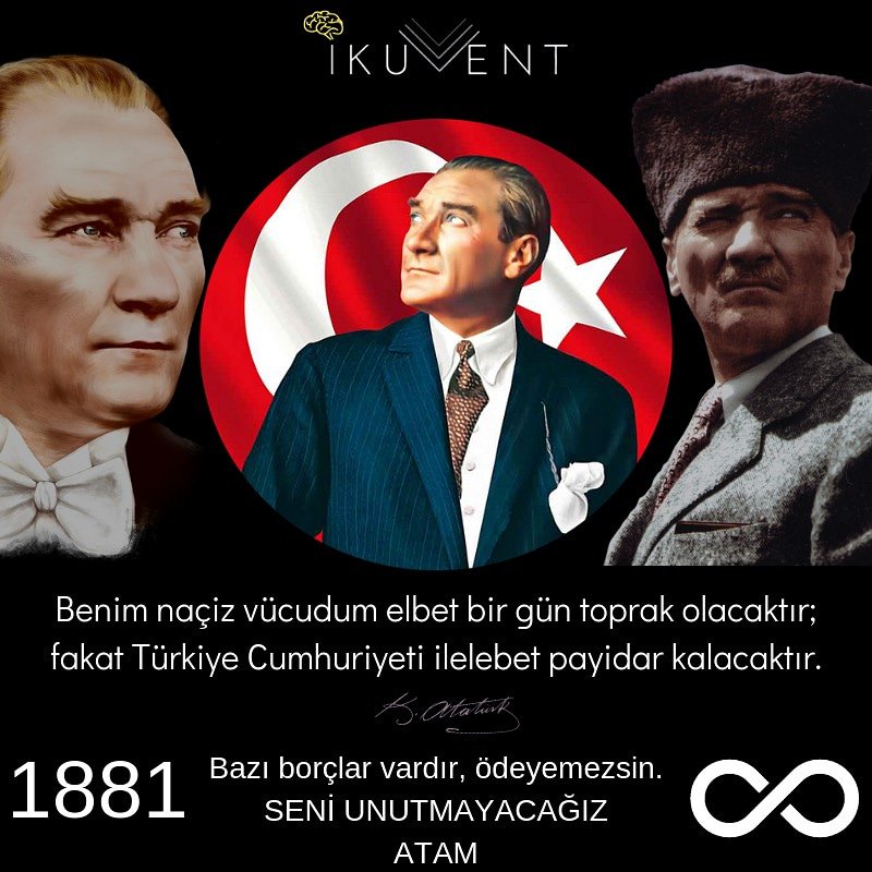 ikuvent's tweet photo. Gideli 80 yıl oldu. Gün geçtikçe daha çok özlüyoruz unutulmayacaksın ATAM. 
#ataturk https://t.co/8T1zuY5BmO
