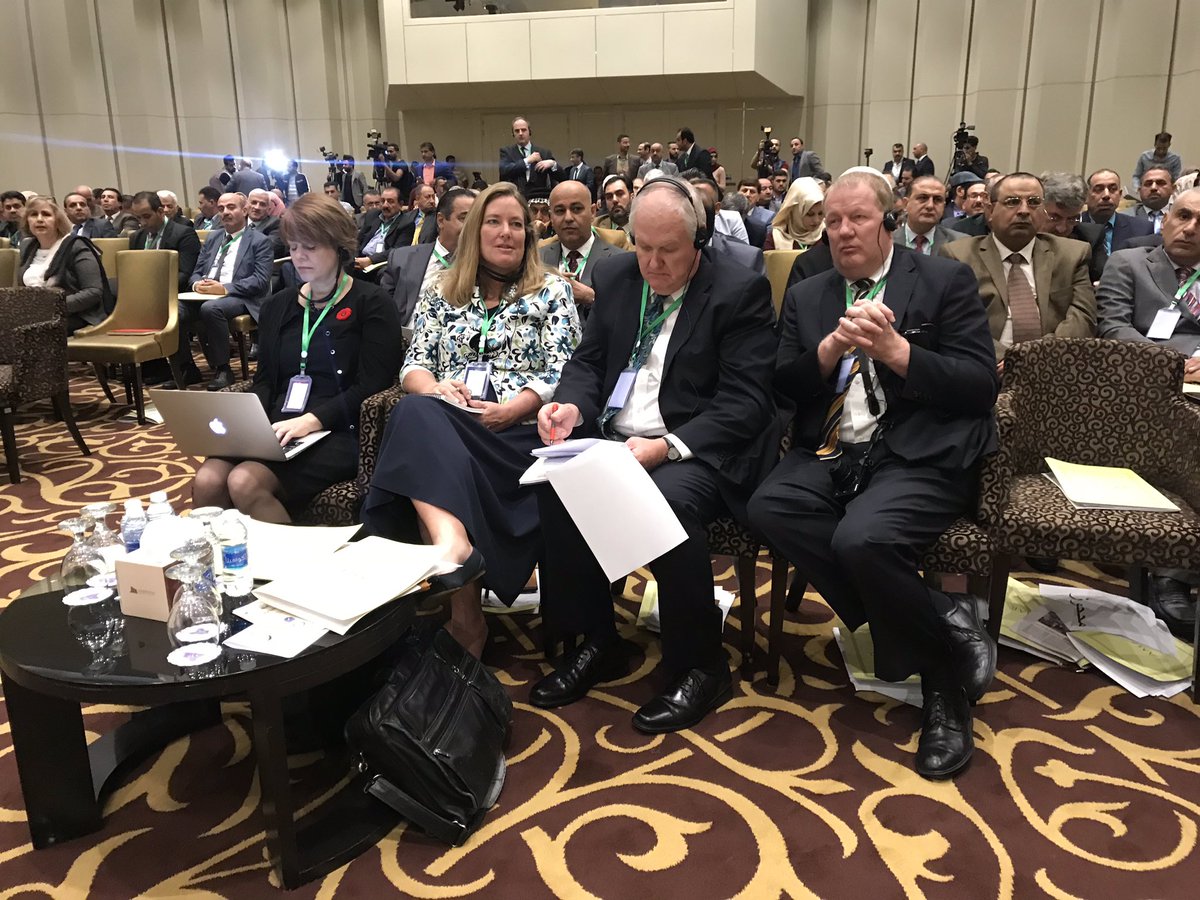 AMARLondon's tweet photo. Senior members of the @LDSchurch @MormonNewsroom including  Elder Tony Perkins,  Sister Christine Perkins, Boyce Fitzgerald and President of @ldscharities, Sister Sharon Eubank, welcome #Yazidi Spiritual Council members @CRD2018 in #Baghdad today https://t.co/bIKvEELSbu