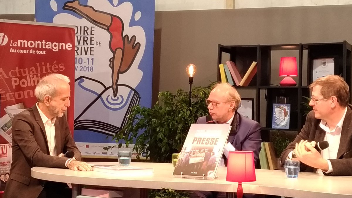 CentreFrance's tweet photo. "Le mot bourrage de crânes est né à cette période" @Laurent_Joffrin 
Interview @JMarcLaurent pour @lamontagne_fr #foiredulivre2018 https://t.co/KAQKFS9VVP