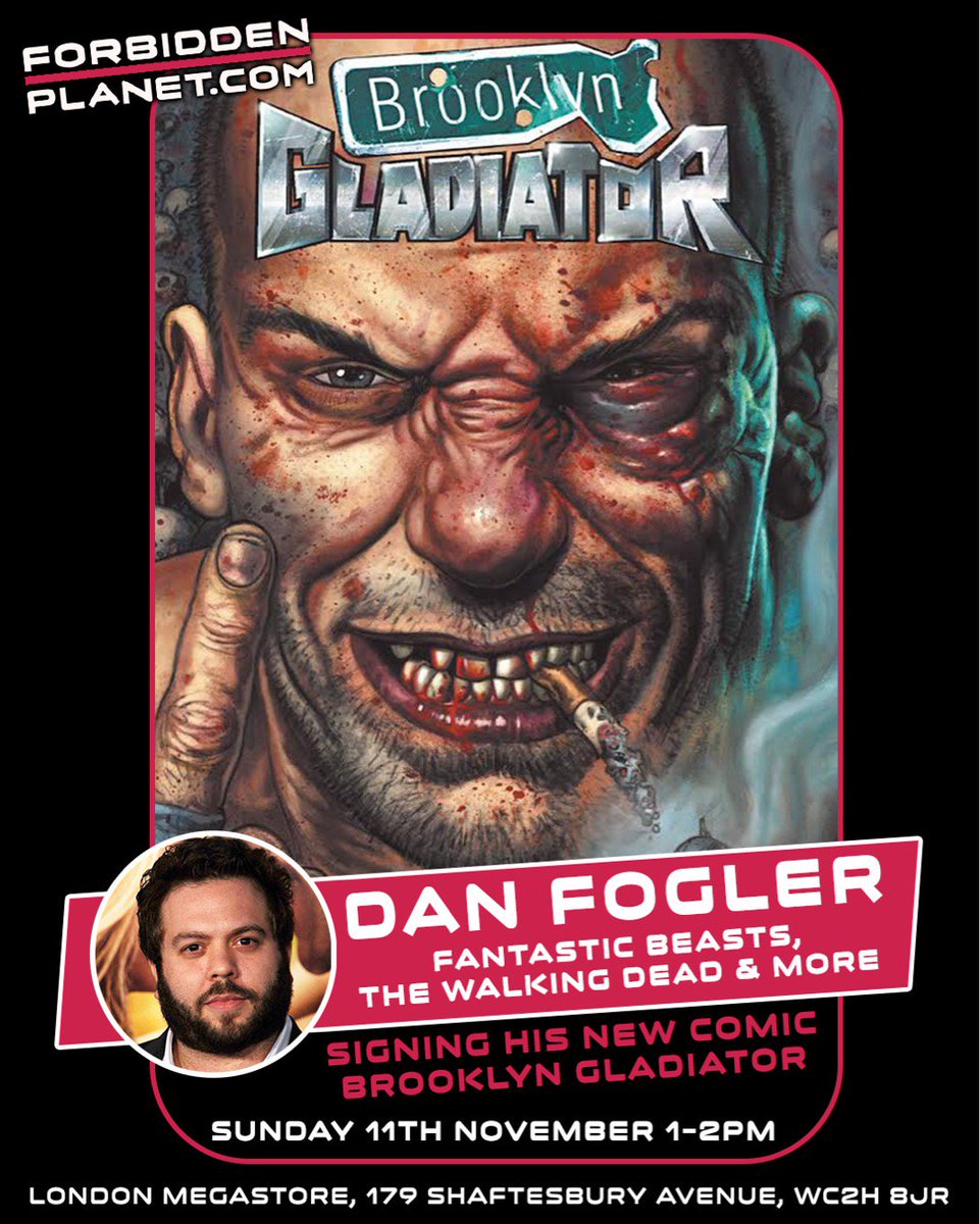 And tomorrow, also at 1pm, we have the amazing <a href="/mrdanfogler/">Dan Fogler</a> signing Brooklyn Gladiator, his fantastic new #comic! 

Please feel free to bring your #FantasticBeasts and #WalkingDead stuff - but we do ask that you buy the book if you're attending the signing.