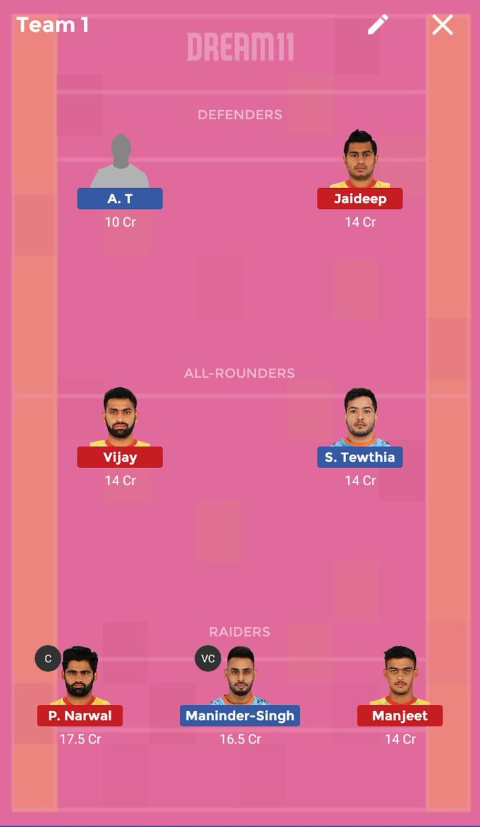 NSFantasyClub's tweet photo. #BENvsPAT
#Prokabaddi
#Dream11Team
FRIEND'S Like Share Retweet
Join Telegram channel https://t.co/6D4GbUoDsn