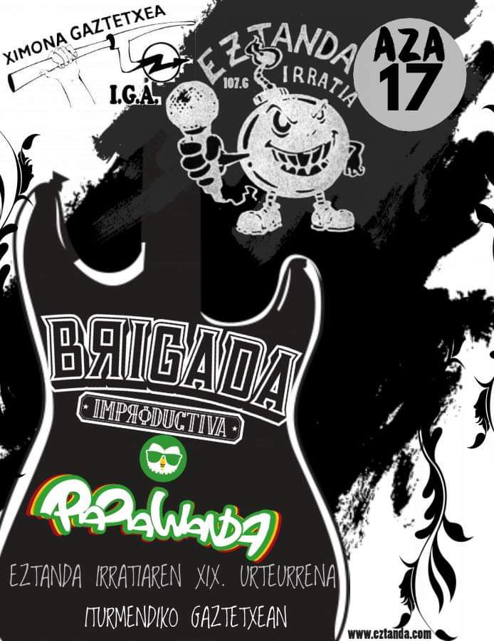 brigada_ska's tweet photo. ¡Buenos días, gente! El próximo sábado 17/11 estaremos en el gaztetxe de Iturmendi junto a nuestros amigos de @papawanda celebrando el 19º aniversario de @EztandaIrratia. ¡Se avecina un buen fiestón! Conciertos a partir de las 00:00. ¡Os esperamos! https://t.co/olfTnV9pfr