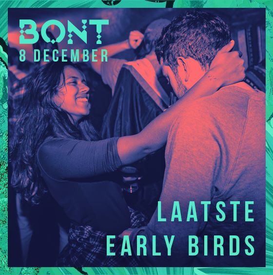 BontEvent's tweet photo. - MELDEN -
Pak je dansmaat maar even bij z'n nekvel want Eindje weet waar het AAN is op 8 december. We hebben nog maar een handje vol aan 'Early Birds', wees er snel bij!

► Event: BONT ✘ Bold45 | w/ ROOG, Kruh &amp; Bois Le Duc b2b Gerbert Vos
► Tickets: https://t.co/9UAsfoXmsY https://t.co/1IKfuhW0iM