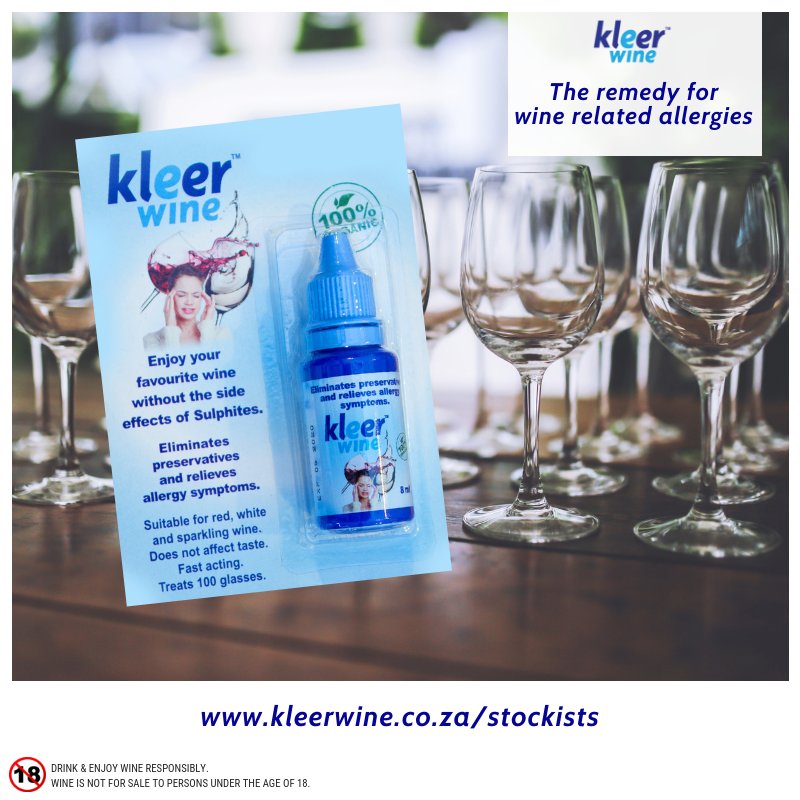 KleerWine's tweet photo. Kleerwine reduces preservatives and relieves allergy symptoms.  Add 1 drop of Kleerwine per glass to lower the sulphite level in the wine.  Your wine is no longer ‘preserved', without affecting taste or colour.
https://t.co/u8piGZr8gH #allergyremedy #wine #wineallergy #kleerwine https://t.co/T8PnEfMfMc