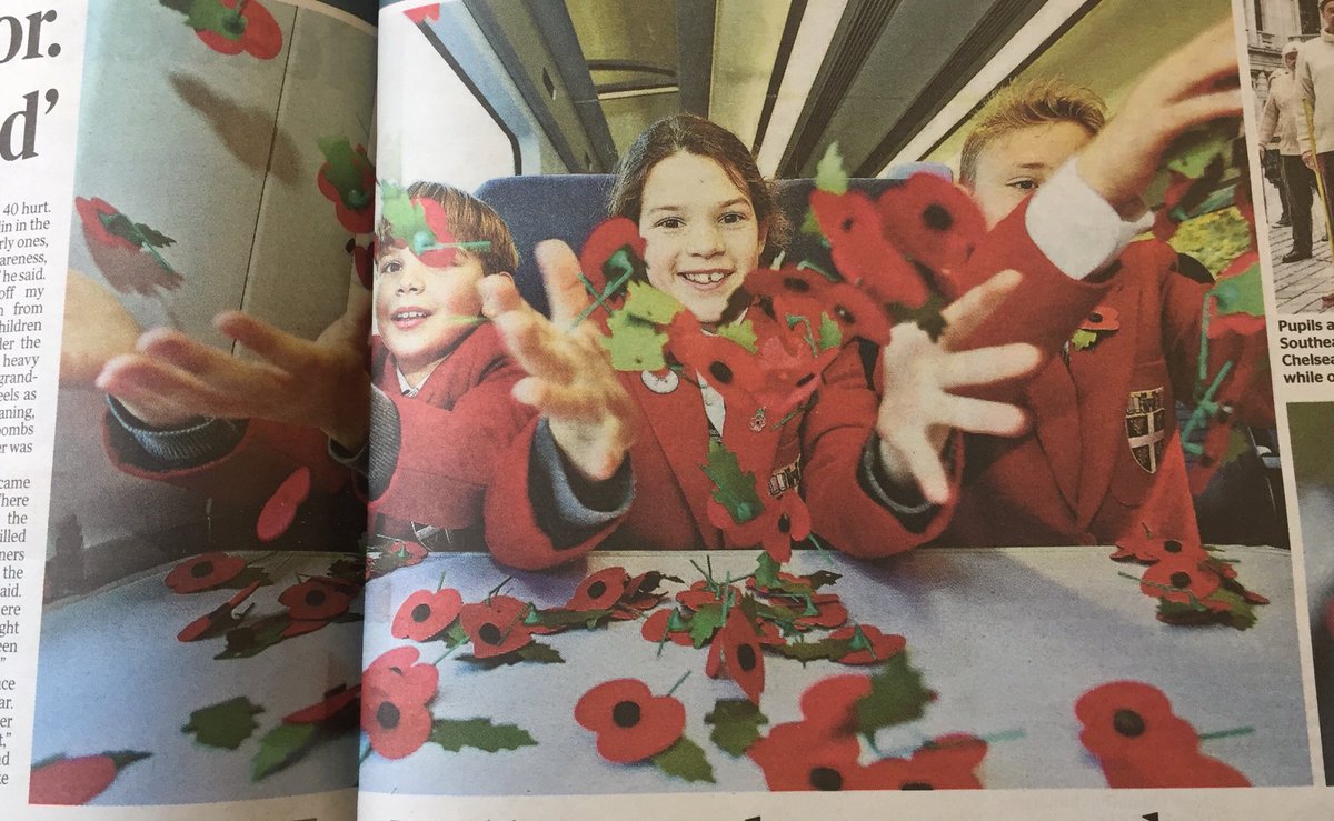 DoverCollege's tweet photo. A wonderful photograph on page 15 of @thetimes today of @DoverCollege pupils on the @Se_Railway Poppy Train. #RemembranceDay2018 #Armistice100 #Dover https://t.co/0Cu0xv2J7s