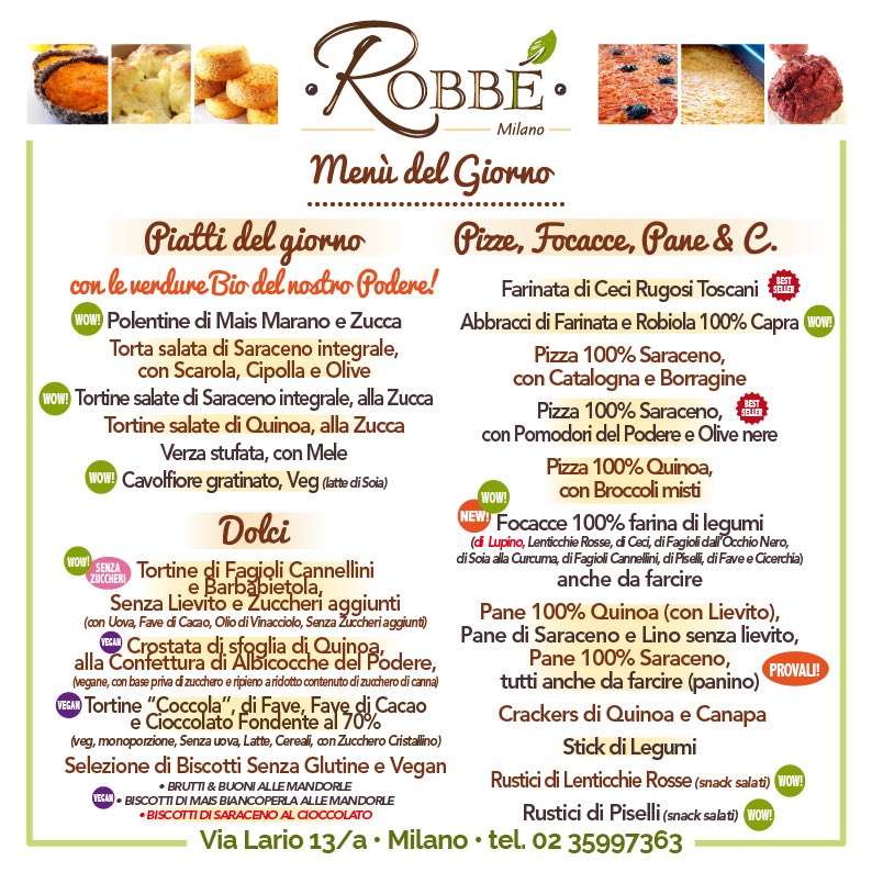 Robbealternativ's tweet photo. Felice Sabato, Golosi Controcorrente! Oggi ci trovate dalle 10.30 alle 14.30 con il nostro #menù del giorno! #Milano #vialario13A #senzaglutine #vegetarian #vegan #healthytakeawayfood #intolleranzealimentari #dietadelgrupposanguigno #sabato #10novembre https://t.co/j6lQ2cxPOQ