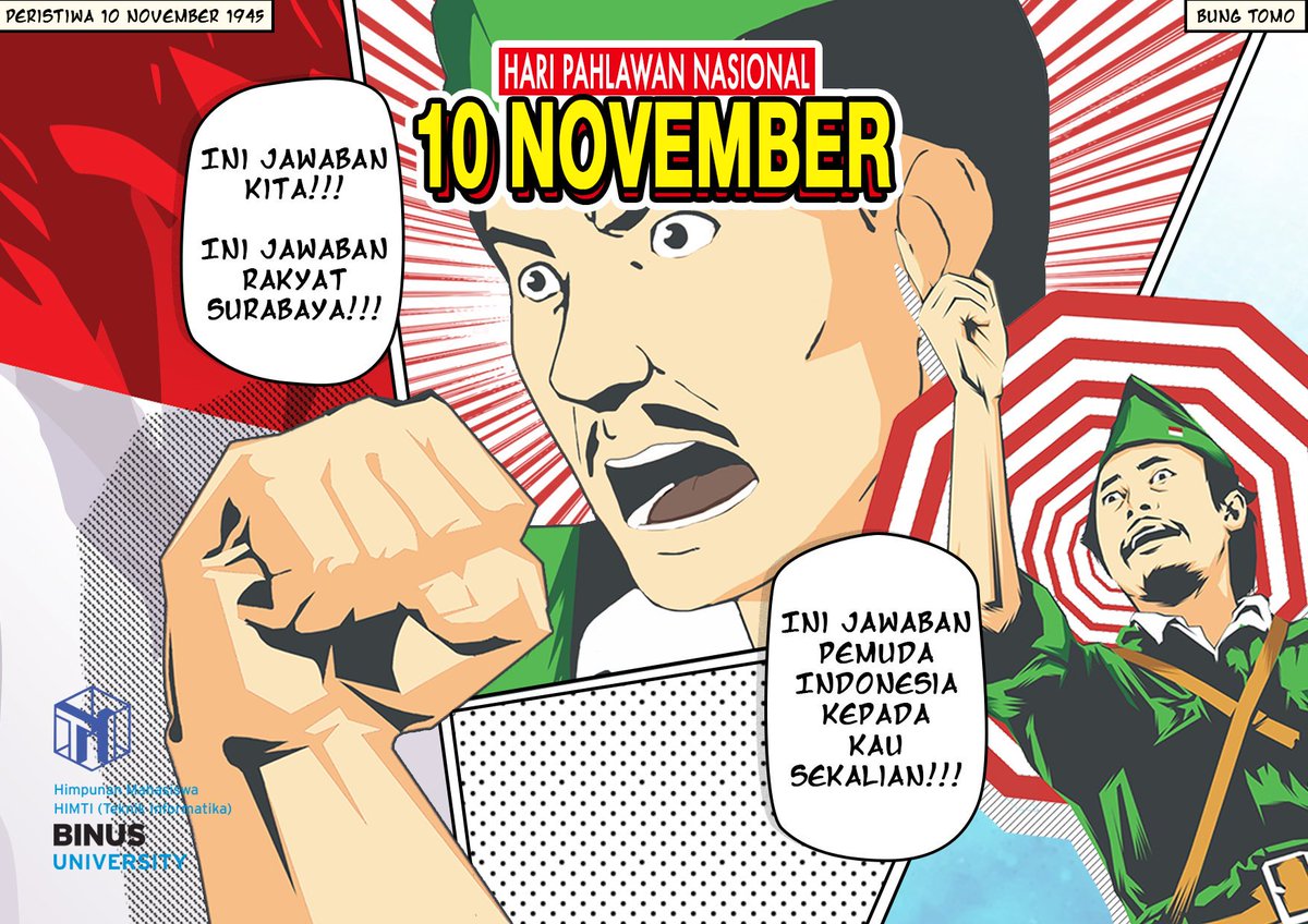 HimtiBinus's tweet photo. "May the bravery gives you strength and may the courage gives you determination."
.
Selamat Hari Pahlawan!
.
Designed by: Stanley Marvin

#HIMTI
#OneFamilyOneGoal https://t.co/BYkQrhzPl3