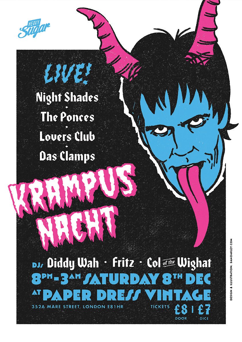 nightshady's tweet photo. #KRAMPUSNACHT 8th Dec - @paperdressed WITH: @nightshady, #loversclub, @DasClamps #theponces.  PRESENTED BY: @HeavySugarClub DJ's @DJDiddyWah &amp; @BuzzsawJoint 💀🎅🏽💀🎄 https://t.co/seKpK656h8