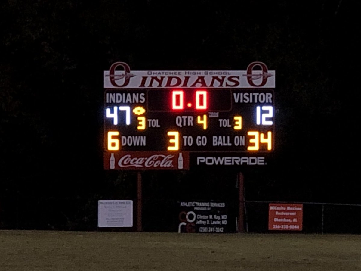 Great Roumd 1 win last night over Cedar Bluff 47-12. 
Proud of our focus this past week and it showed tonight.  
The Indians will host Red Bay next Friday night at the Creekbank in Round 2!
GO INDIANS!!!
❤️⭕️🏈