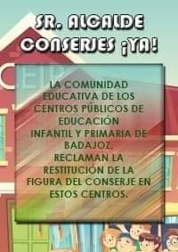 SantaAmpa's tweet photo. Día 29 de noviembre.  18: 00 en la Plaza de España.  Concentración para la restitución de los conserjes en los CEIP de Badajoz. https://t.co/KTy4fD2RXO