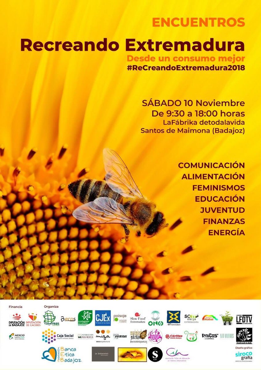 adrurex's tweet photo. Hoy en @LFdTV Encuentro Recreando Extremadura, desde un consumo mejor. Una oportunidad genial para conocer a las entidades que trabajan por la sostenibilidad en #Extremadura No perdérselo!
#comunicacion #alimentación #feminismos #educación #juventud #Finanzas #Energía https://t.co/AOxHCjHQ5w