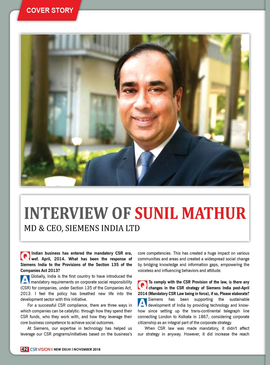 CsrvisionInfo's tweet photo. November Month Issue Covering SIEMENS 
Siemens is on of the most prominent brands of the world in the domoin of engineering excellence,innovation and reliability.With a turnover of around 114,000 million and a global gaint, the potential for making an impact through CSR, https://t.co/jyWWdbFFfh