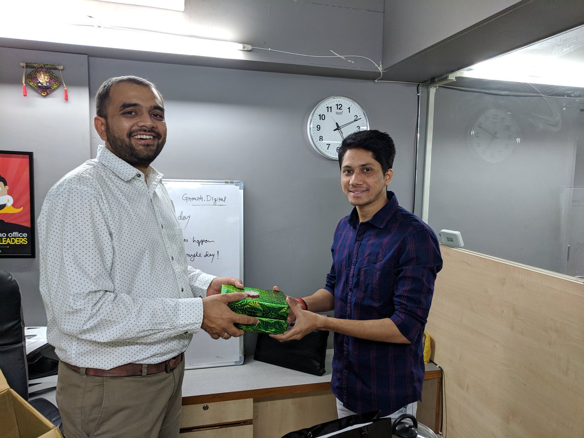 growthdotdigitl's tweet photo. Hearty thanks to our Founder, Mentor and Chief Growth Officer Krinal Mehta for the wonderful Dhanteras and Diwali gifts 

#officeculture #team #digitalmarketer #agencylife https://t.co/e97ys7WwK8