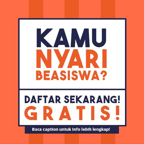 indonesia_big's tweet photo. (1)
KAMU NYARI BEASISWA???

Ada disini, gratis buat kamu putra putri terbaik bangsa 
PESTABeasiswa 
di Rumah Rakyat
🏢 Area Gedung DPR/MPR/DPD RI 📆 Sabtu-Minggu, 24-25 Nov 2018
⏰ Jam 07.00 s.d 17.00 https://t.co/h0jgn1BbtH
