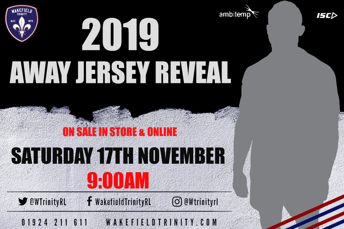 WTrinityRL's tweet photo. 🚨 One week today our 2019 away jersey will be revealed 🚨
🗓 Sat 17 November
⏰ 9am
📍 Club Shop in the @ridingscentre & online
#BeCommitted #BeTrinity 🔴⚪️🔵 https://t.co/PvRsr6oz3d