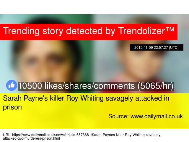 #SarahPayne's killer #RoyWhiting savagely attacked in prison #WakefieldPrison #prisonRoyWhiting trendolizer.com/2018/11/sarah-…