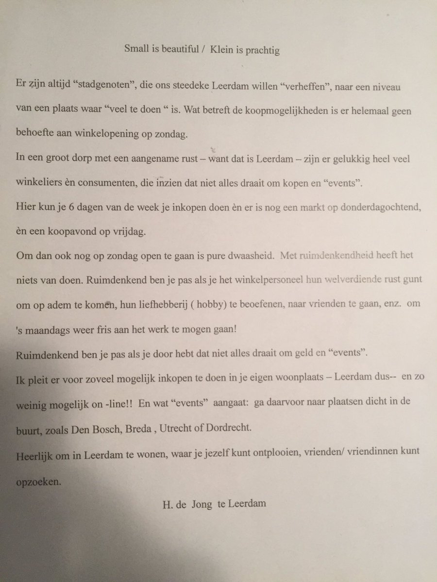 SGPLeerdam's tweet photo. Beste hr. of mevr. De Jong, hartelijk dank voor de mooie brief die ik van u ontving. Ik deel uw visie op de zondag in #Leerdam en heb dat de afgelopen 4 jaar ook politiek vertaald in de raad van @Leerdam . Schrijft u ook de nieuwe VHL raadsleden tzt een brief? Hart. groet, Matteo https://t.co/3kjgkGTZPP