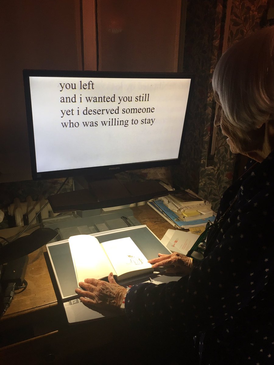 nat_rossetti's tweet photo. @rupikaur_ Hi. 2 days ago my beautiful 91 y/o Italian grandmother Luciana died. Last week I gave her your book, and here she is reading it, using a special screen because of her eyesight. An avid reader &amp; translator of nearly 100 books, yours is the last one she read, and loved. https://t.co/gdkQQ60qOL