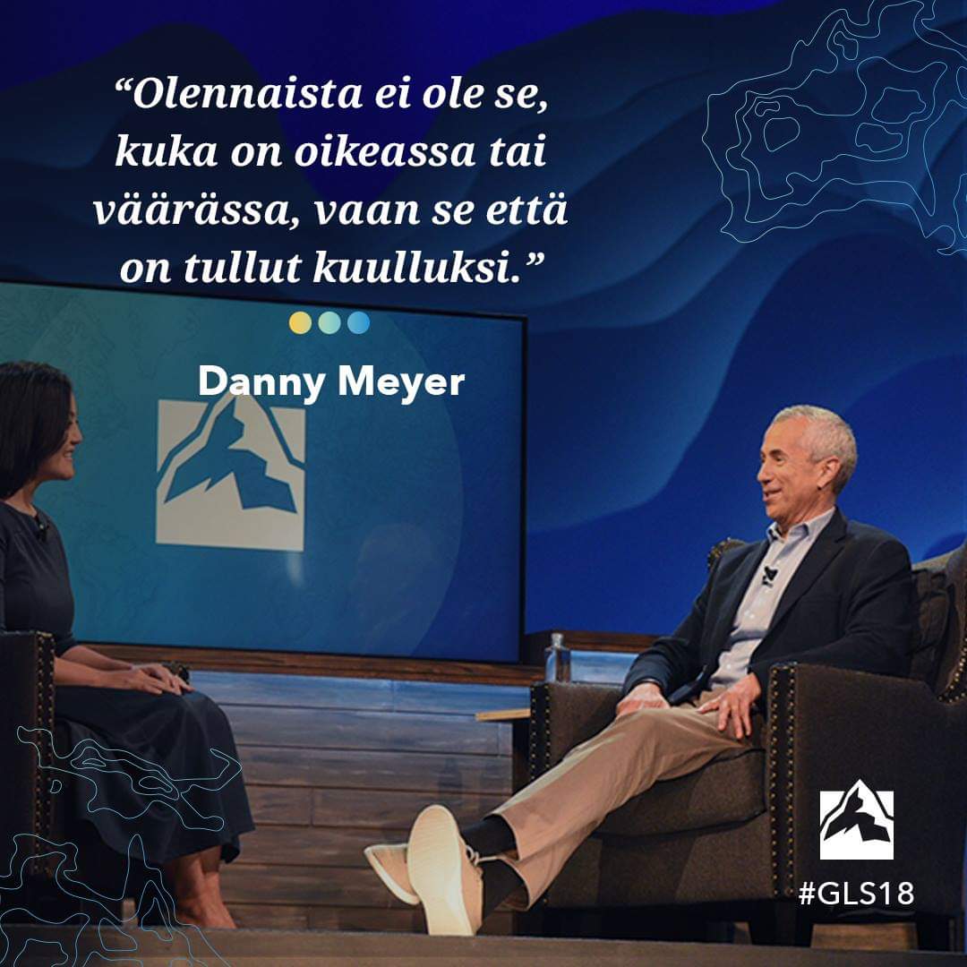 GLS_Suomi's tweet photo. “Olennaista ei ole se, kuka on oikeassa tai väärässa, vaan se että on tullut kuulluksi.” –Danny Meyer #GLS18 Tampere https://t.co/3YuiwVeftz