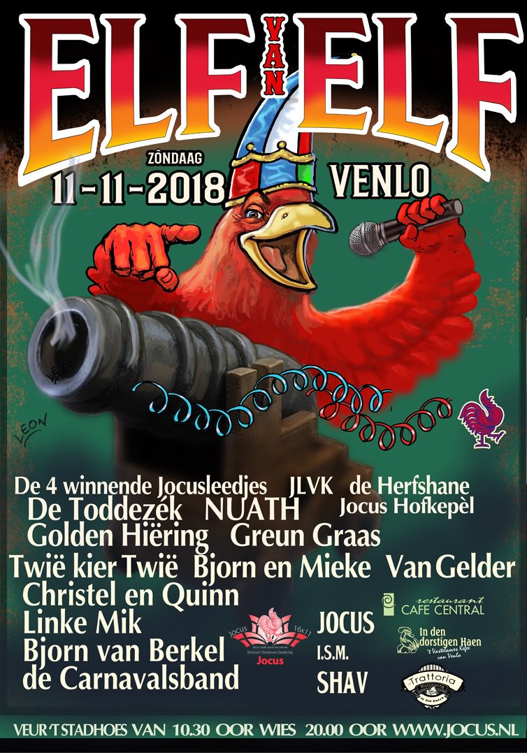 jocusvenlo's tweet photo. 🎉🍾➡️ Joechei! Morge Elf van Elf, vanaaf 10.30 wies 20.00 oor op de Mert veur ôs stadhoés!
‘t Volledige program: https://t.co/NDwQJUNE37
#jocusisjäörig #elfvanelf #jocus #vastelaovend #jocus16x11 #venlo #jocusvitae https://t.co/jt9R34VhBG