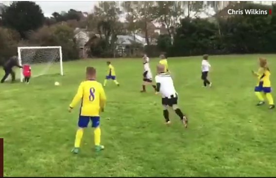 BBCSport's tweet photo. "We were bent over laughing so much that we didn't see the lad put the ball in the net" 

The story of THAT 'pushy' parent viral video.

https://t.co/gcbRUSbbf8 https://t.co/LVNqzzLhrr