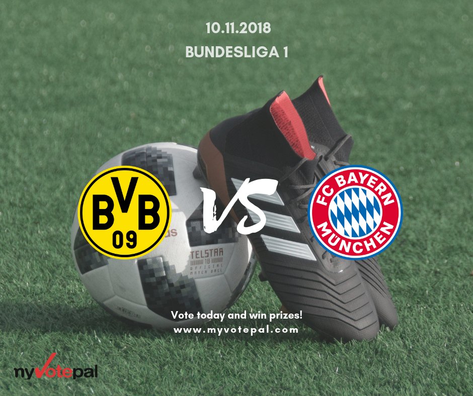 MyVotePal's tweet photo. #DerKlassiker! #BVB vs #BayernMunchen is always a #wonderful match! Don’t miss it! Vote at https://t.co/7KnQTIGo1W
#Borussia #BorussiaDortmund #FCBayernMunchen #Bundesliga #bundesliga1 #amazing #great #football #footballmatch #soccer #soccermatch #footballfan #sportsfan #sports https://t.co/2YLFRvqR7W