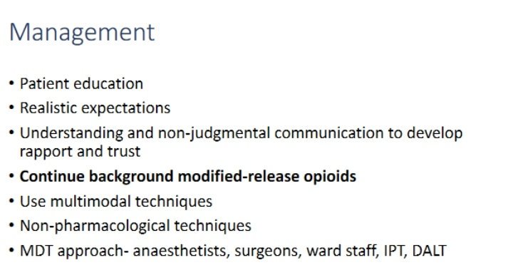 StGgas's tweet photo. How do we approach the management of opioid dependant patient for surgery? Involve your pain team, maintain background analgesia, think about multimodal and non pharmacological techniques. Most importantly have an open non judgemental discussion with the patient. https://t.co/RDnIhi3PWI