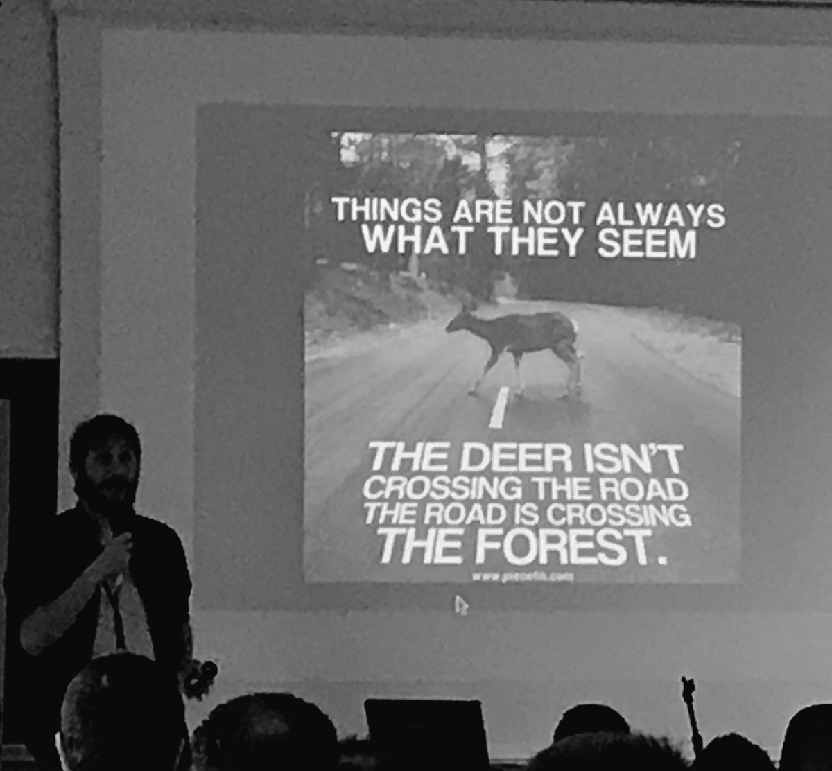 The deer isn’t crossing the road.
The road is crossing the forest. #iad18 #agileday #pointofview