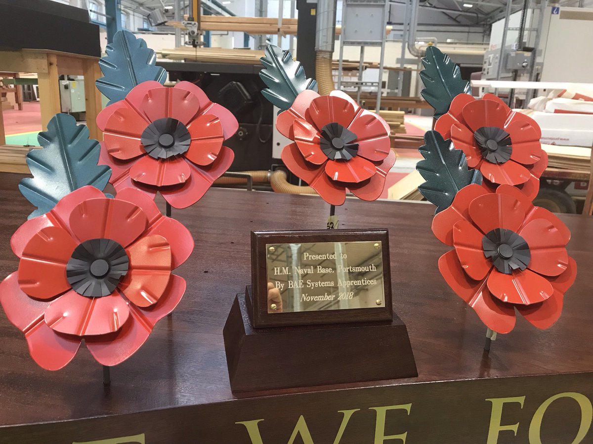 GHR_SouthCoast's tweet photo. Adam Connolly and the apprentices at #BAESystems in the Naval Dockyard, #Portsmouth have created a small version of a #poppywave for tomorrow's #RemembranceSunday service at St Anne's Church in #PortsmouthHistoricDockyard. It's an amazing achievement. Well done to all. https://t.co/jbPUU2L70Q