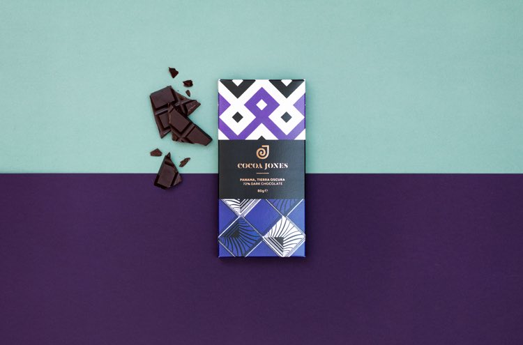 logogeek's tweet image. The packaging and identity of the new luxury chocolate brand Cocoa Jones features a mix of colourful patterns to represent the Pakistani and Nigerian heritage of its two founders designweek.co.uk/issues/5-11-no… via @Design_Week #branding #packaging