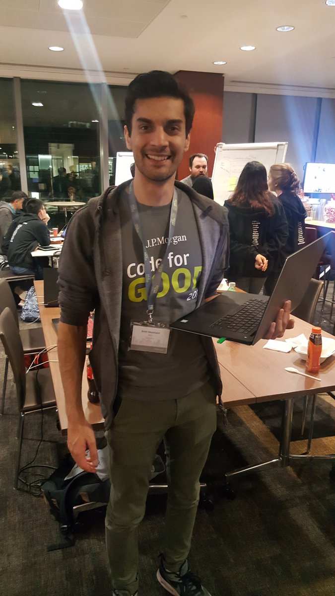 Brett_Heasman's tweet image. Having the most incredible time at JP Morgan 24h #hackathon . So impressed by the students, their energy and creativity! #codeforgood