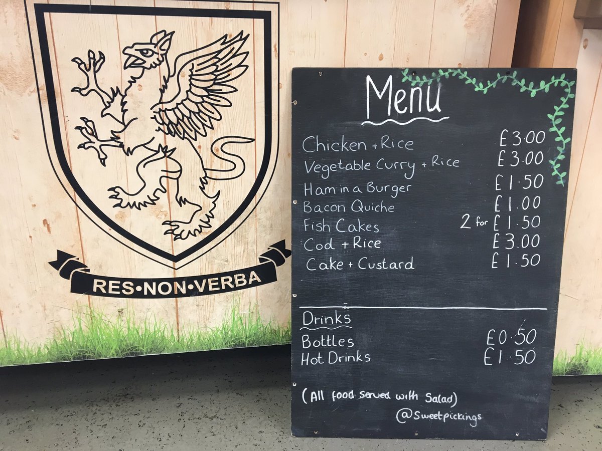 We are open as usual, 10-2 serving delicious food for you! Our menu for today 😁🍗 and as always, all food is served with a salad 🥗