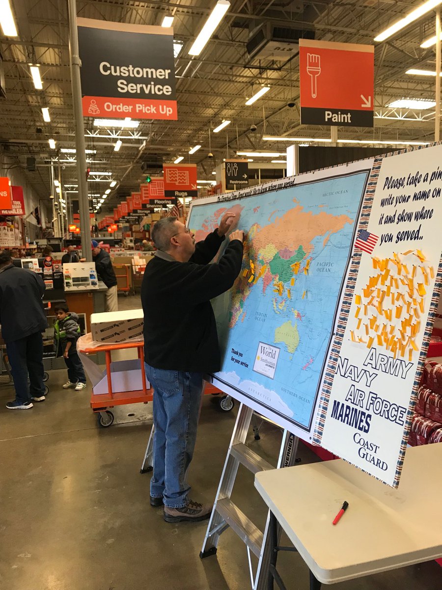 garland_haynes's tweet photo. We respect and honor our veterans @553 Home Depot!  Where did you serve?  Come share and pin your duty stations on our Veteran Map!  Thanks for your service.  We salute you!! https://t.co/nxswqrUcvI