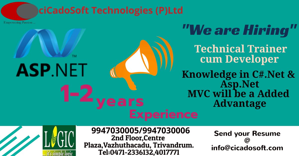 logictrivandrum's tweet image. tvmlogic.com
#job #Dotnet_developer
Share your friends