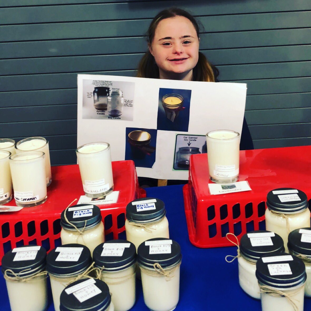 Come visit Carly while also supporting #ParkvilleHighSchool ‘s #SpecialEducation program at the flea market today! Our candles are #homemade by our students on the #AutismSpectrum with all #NaturalSoyWax and #EssentialOilBlends.💙 @BCPS_OSE @BCPS1 @ParkvilleHigh @ParkvilleHS