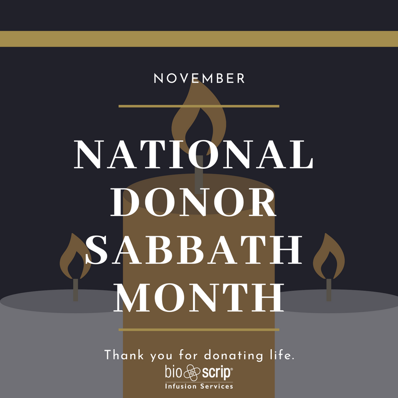 BioScripInc's tweet photo. It's National Donor Sabbath. Be a symbol of hope for those who are waiting. #DonorSabbathMonth #donor #transplant #donatelife #organ #eye #tissue #health #medicine #infusion #bioscrip #bioscripmatters #hope #symbol #sabbath #infusionservices #life #november https://t.co/KLNreKlCKb