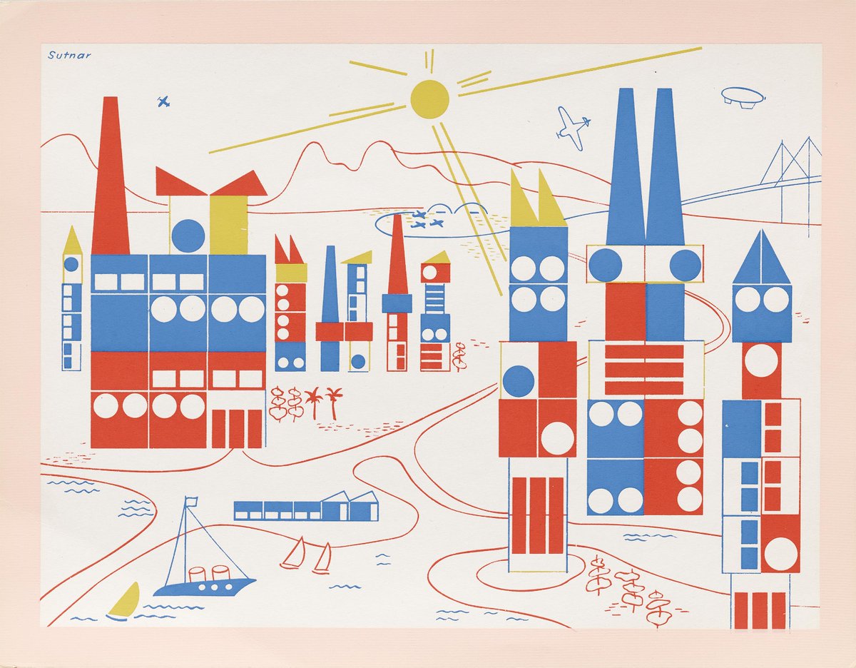 Lett_Arc's tweet image. Ladislav Sutnar, Cityscape print, United States, date unknown.