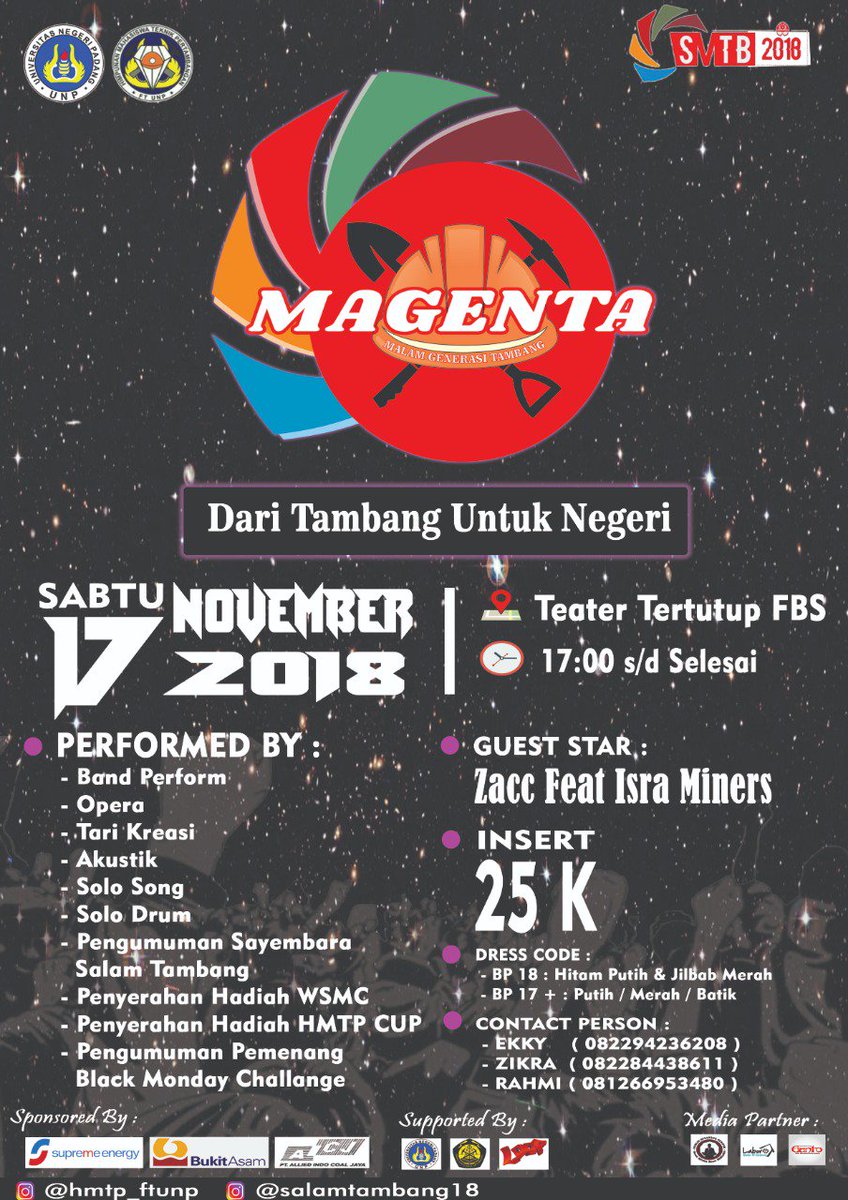 Malam Generasi Tambang
Merupakan rangkaian kegiatan terakhir dari acara Salam Tambang 2018