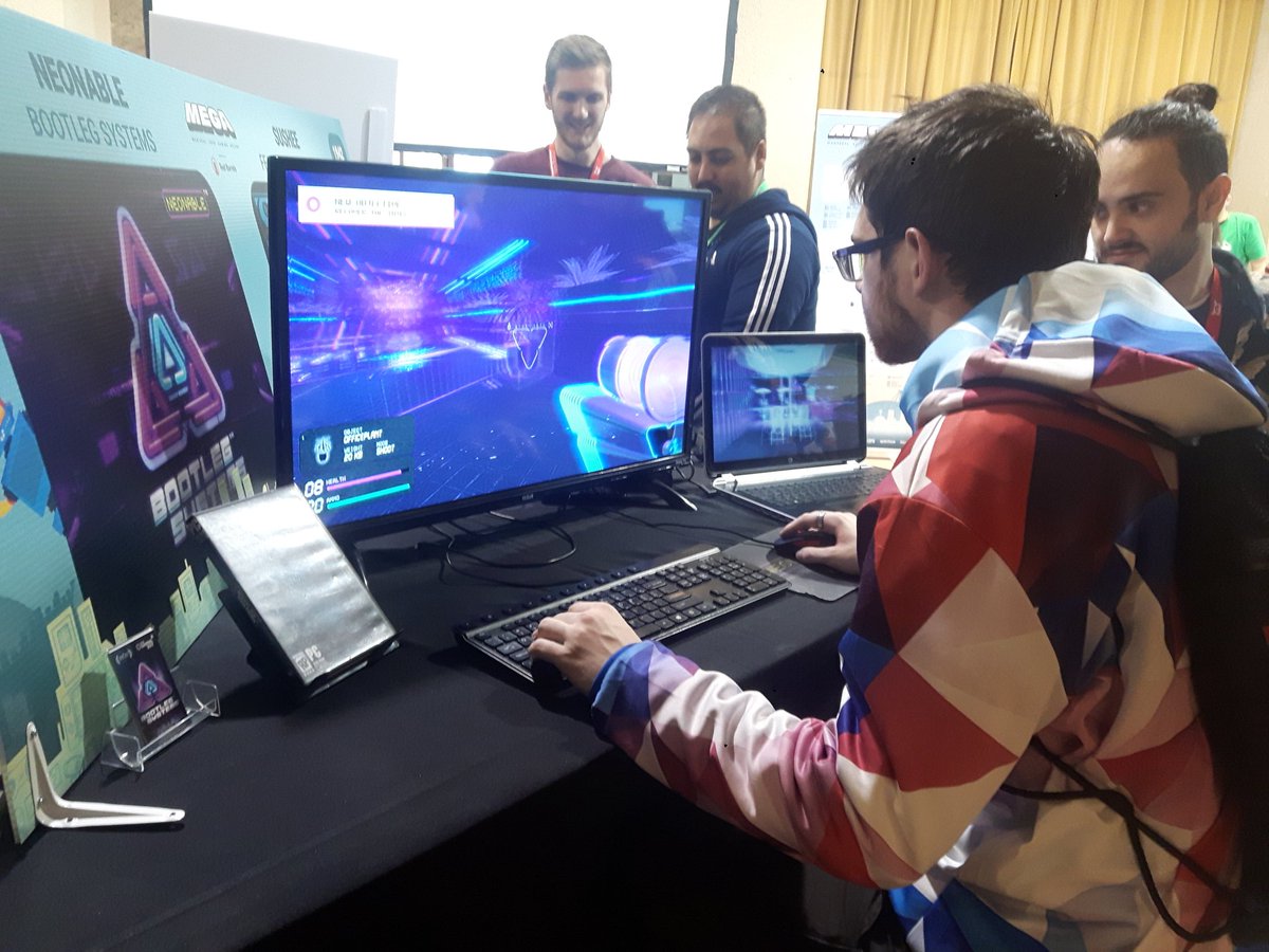 bootlegsystem's tweet photo. Join us at the @NeonableHQ booth at @MEGAexpomtl to play the latest version of @bootlegsystem ! #fps #cyberpunk #bootlegsystems https://t.co/4ZbIuMQm2s