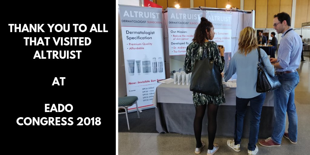 Thank you to everyone who visited Altruist at the inspirational EADO Congress 2018 <a href="/EADOcongressBCN/">@EADOcongressBCN</a> this week. It was great to meet so many like minded people and be part of this progressive experience #eadocongress2018 #eado2018 #dermatology #skin #skincancer #sunscreen