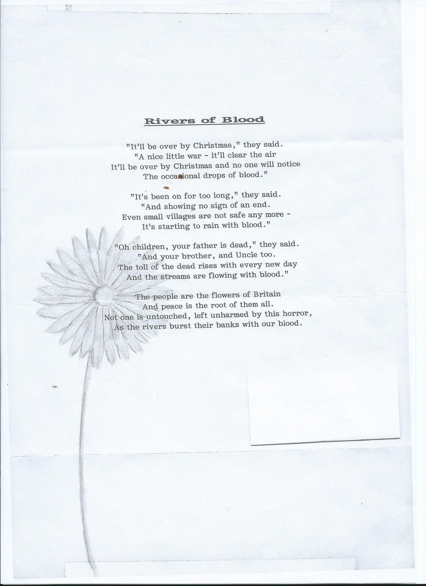 Poem to commemorate WW1 by 13yr old student #ArmisticeCentenary #RemembranceDay2018 <a href="/bbcsoutheast/">BBC South East</a> <a href="/BBCNews/">BBC News (UK)</a> <a href="/itvmeridian/">ITV News Meridian</a>