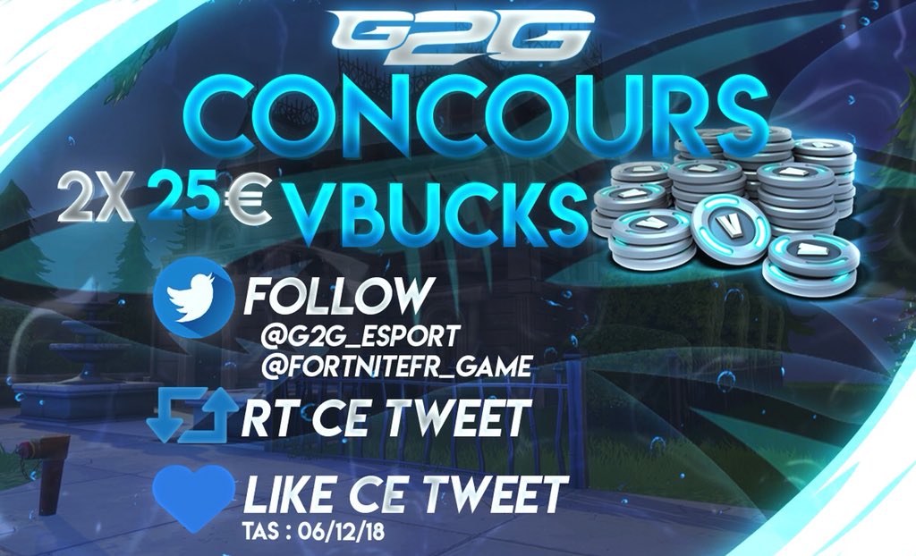 ffr community fortnite les2019 s tweet new concours giveaway 2x25 de vbucks a gagner sur fortnite ps4 xbox pc - g2g fortnite v bucks